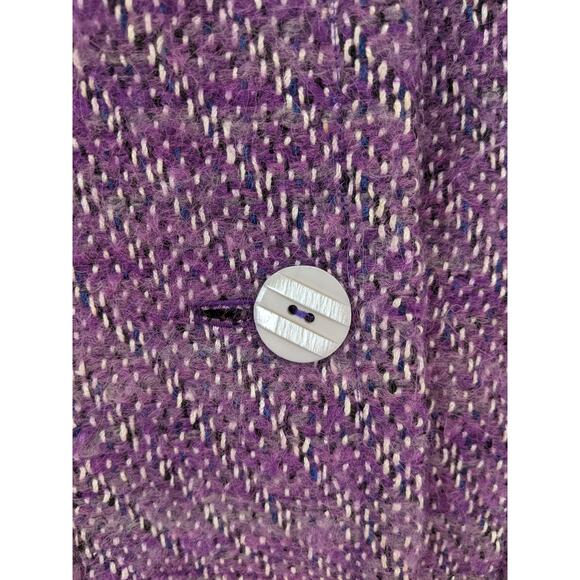 Nikos Handwoven 80s Vintage Purple Textured Woven Wool Art To Wear Blazer S - Picture 7 of 8